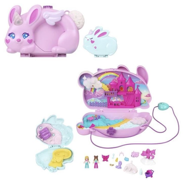 Polly Pocket - Coffret 2 en 1 Lapin - Avec 2 figurines et 12 accessoires - Polly Pocket - JFT88 Polly Pocket - Coffret 2 en 1 Lapin - Avec 2 figurines et 12 accessoires - Polly Pocket - JFT88