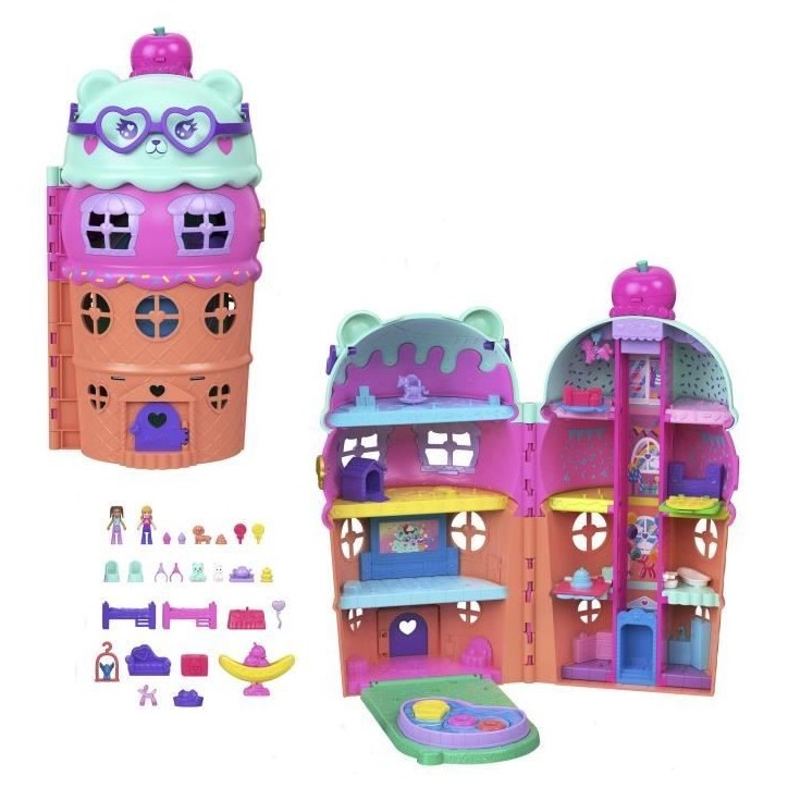 Polly Pocket - Coffret Maison Cornet de Glace - Avec figurines - Polly Pocket - JFT91 Polly Pocket - Coffret Maison Cornet de Glace - Avec figurines - Polly Pocket - JFT91