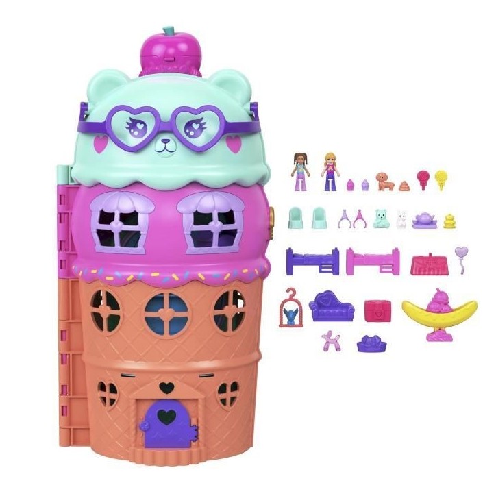 Polly Pocket - Coffret Maison Cornet de Glace - Avec figurines - Polly Pocket - JFT91 Polly Pocket - Coffret Maison Cornet de Glace - Avec figurines - Polly Pocket - JFT91