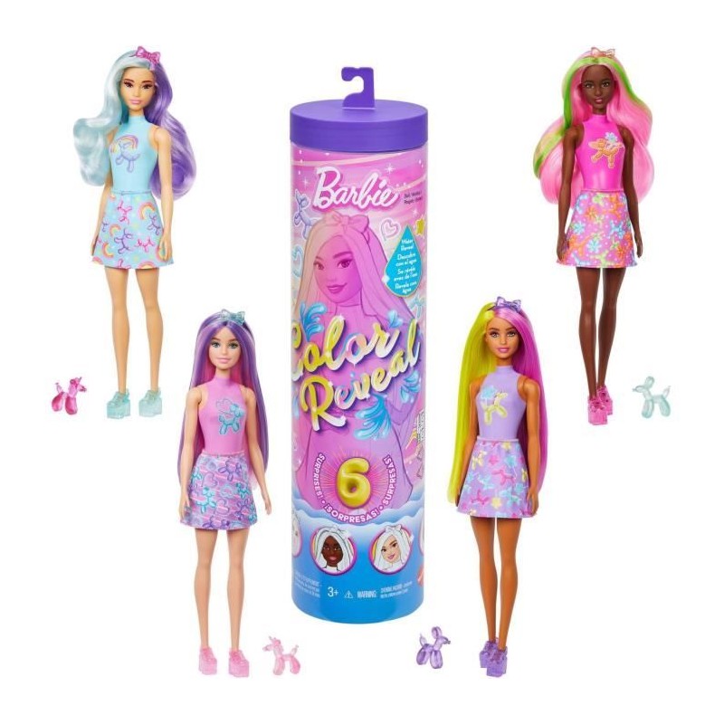 Barbie-Assortiment de Poupées Color Reveal-série animaux en ballon - Barbie-Assortiment de Poupées Color Reveal-série animaux en ballon -