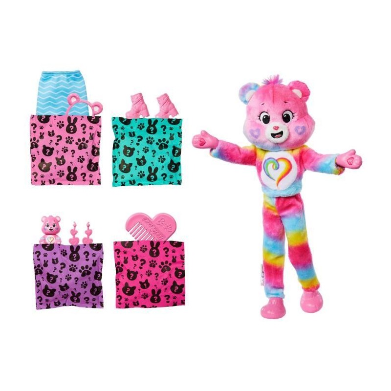 Barbie - Poupée Barbie Cutie Reveal Bisounours - Avec 10 surprises - Barbie - Poupée Barbie Cutie Reveal Bisounours - Avec 10 surprises -
