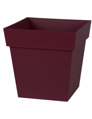 EDA Pot de Fleur Carré TOSCANE 32 cm - Volume 22 L - 32 x 32 x 32 cm - Rouge bourgogne