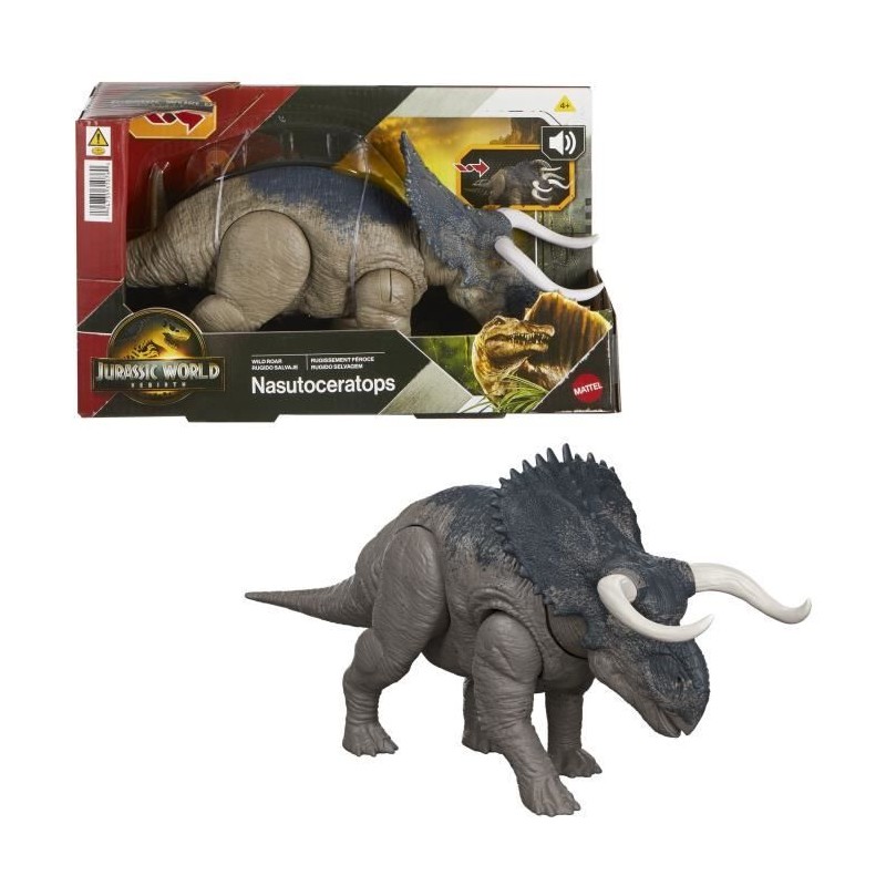 Jurassic World - Nasutoceratops - Figurine articulée avec attaque et Jurassic World - Nasutoceratops - Figurine articulée avec attaque et