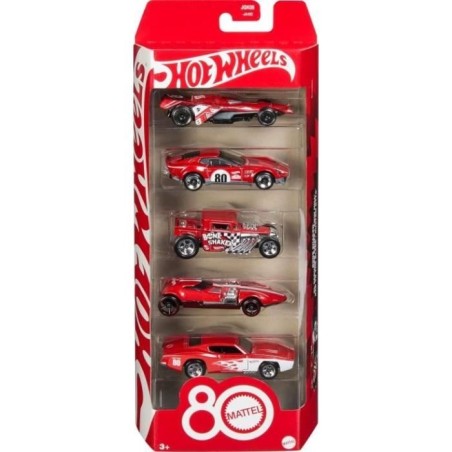 Hot Wheels - Coffret de 5 Véhicules - 80eme anniversaire de Mattel -