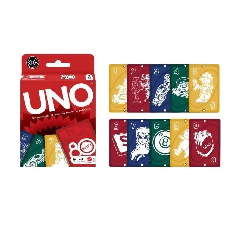 UNO - Jeu de cartes Rouge Rubis - 80eme anniversaire de Mattel - Pour UNO - Jeu de cartes Rouge Rubis - 80eme anniversaire de Mattel - Pour