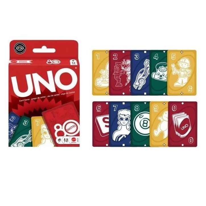UNO - Jeu de cartes Rouge Rubis - 80eme anniversaire de Mattel - Pour toute la famille - UNO - JGK30 UNO - Jeu de cartes Rouge Rubis - 80eme anniversaire de Mattel - Pour toute la famille - UNO - JGK30