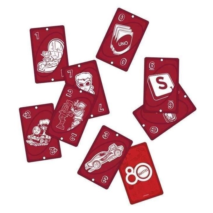 UNO - Jeu de cartes Rouge Rubis - 80eme anniversaire de Mattel - Pour toute la famille - UNO - JGK30 UNO - Jeu de cartes Rouge Rubis - 80eme anniversaire de Mattel - Pour toute la famille - UNO - JGK30