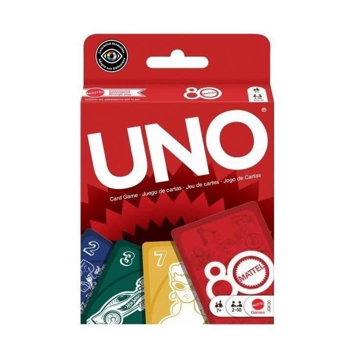 UNO - Jeu de cartes Rouge Rubis - 80eme anniversaire de Mattel - Pour toute la famille - UNO - JGK30 UNO - Jeu de cartes Rouge Rubis - 80eme anniversaire de Mattel - Pour toute la famille - UNO - JGK30