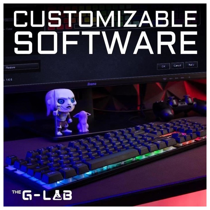 Clavier Gaming - Membrane RGB - THE G-LAB - KEYZ-CAESIUM/FR - FR Layout - 12 raccourcis - 19 touches anti ghosting