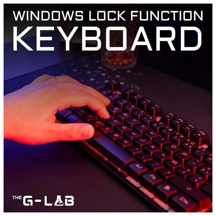 Clavier Gaming - Membrane RGB - THE G-LAB - KEYZ-CAESIUM/FR - FR Layout - 12 raccourcis - 19 touches anti ghosting