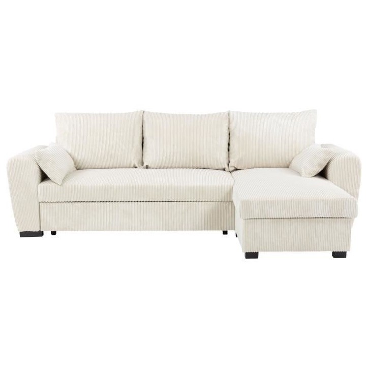 Canapé d'angle convertible réversible - 3 places - MAX - Tissu Lincoln Beige - Coffre - 240 x 143 x 85 cm - CONFORTEAM Canapé d'angle convertible réversible - 3 places - MAX - Tissu Lincoln Beige - Coffre - 240 x 143 x 85 cm - CONFORTEAM