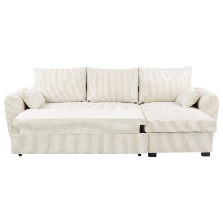 Canapé d'angle convertible réversible - 3 places - MAX - Tissu Lincoln Beige - Coffre - 240 x 143 x 85 cm - CONFORTEAM Canapé d'angle convertible réversible - 3 places - MAX - Tissu Lincoln Beige - Coffre - 240 x 143 x 85 cm - CONFORTEAM