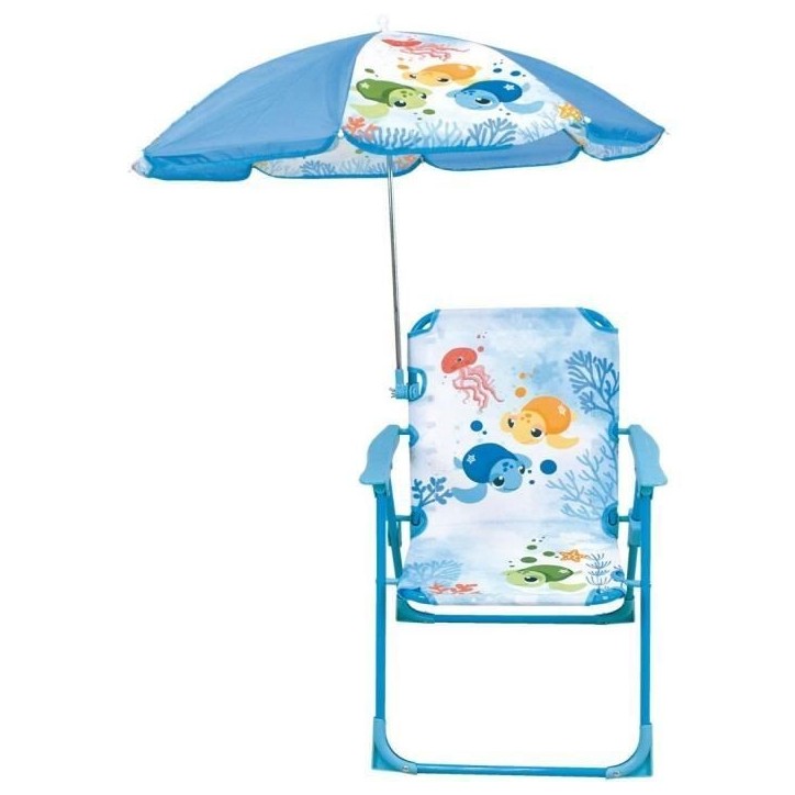 Mobilier de jardin - FUN HOUSE - Chaise Ma Petite Carapace Tortue H.53 x L.38,5 x P.37,5 cm avec parasol 65 cm - Pour enfant !