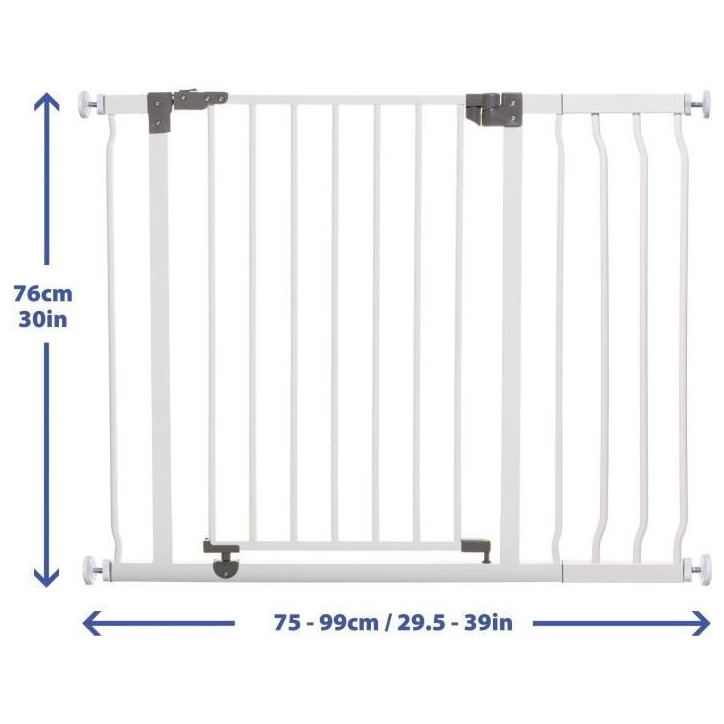 Barriere de sécurité et extension 18 cm - DREAMBABY - LIBERTY - 1 barriere + 1 extension - 93-99 cm - Blanc Barriere de sécurité et extension 18 cm - DREAMBABY - LIBERTY - 1 barriere + 1 extension - 93-99 cm - Blanc