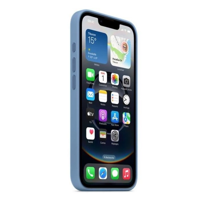 APPLE - iPhone 16E - Coque en silicone - Bleu d'hiver
