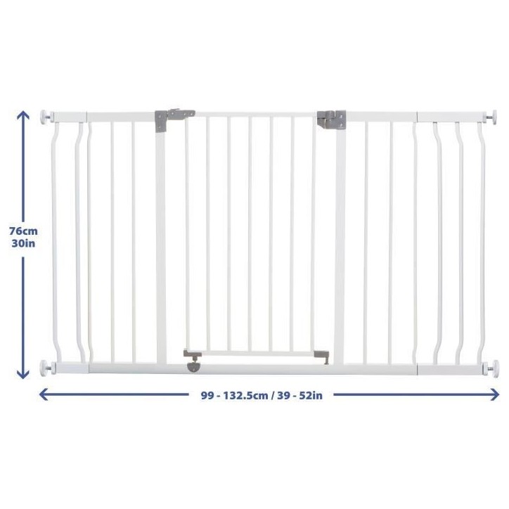 Barriere de sécurité - DREAMBABY - LIBERTY - 1 barriere + 2 extensions - 126-132,5 cm - Blanc Barriere de sécurité - DREAMBABY - LIBERTY - 1 barriere + 2 extensions - 126-132,5 cm - Blanc