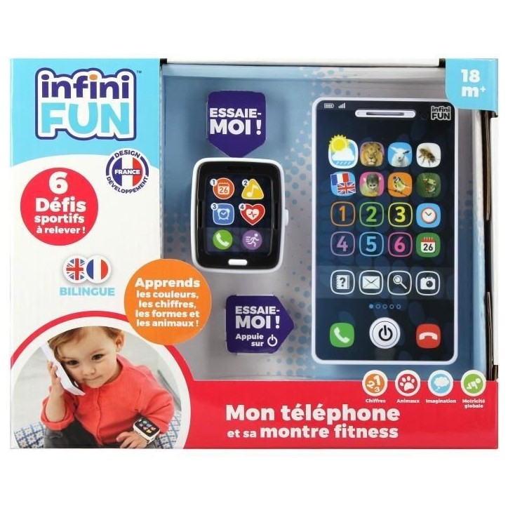 Téléphone et Montre - KD - Mon Téléphone et sa Montre Fitness - Imitation réaliste pour les tout-petits Téléphone et Montre - KD - Mon Téléphone et sa Montre Fitness - Imitation réaliste pour les tout-petits
