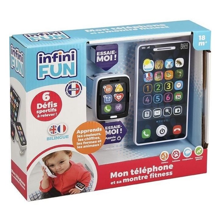 Téléphone et Montre - KD - Mon Téléphone et sa Montre Fitness - Imitation réaliste pour les tout-petits Téléphone et Montre - KD - Mon Téléphone et sa Montre Fitness - Imitation réaliste pour les tout-petits