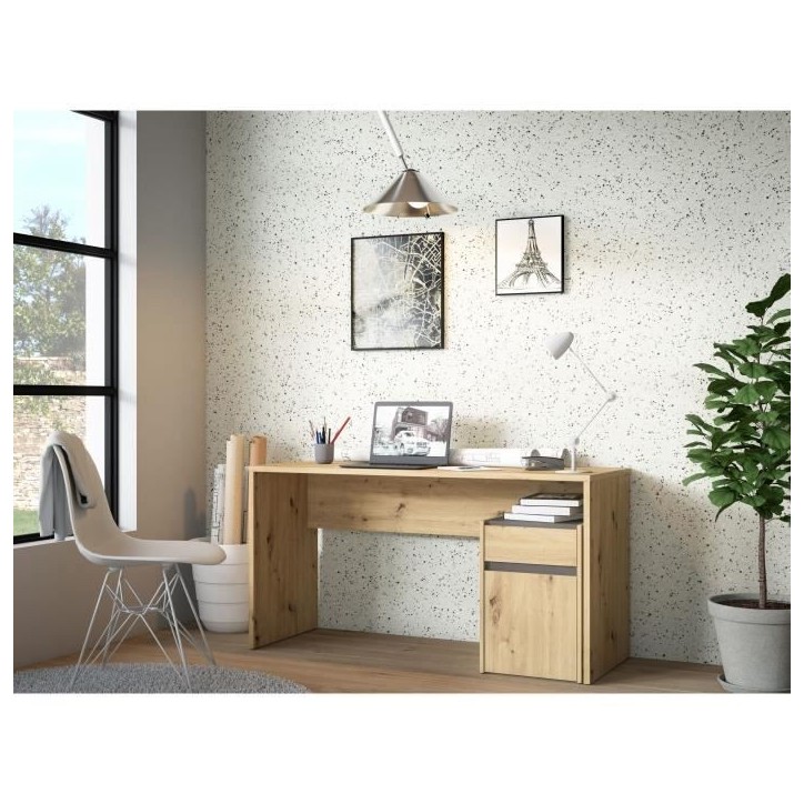 Bureau droit MODULTRICK - Chene/Gris foncé - 140 x 52,7 x 72,5 cm Bureau droit MODULTRICK - Chene/Gris foncé - 140 x 52,7 x 72,5 cm
