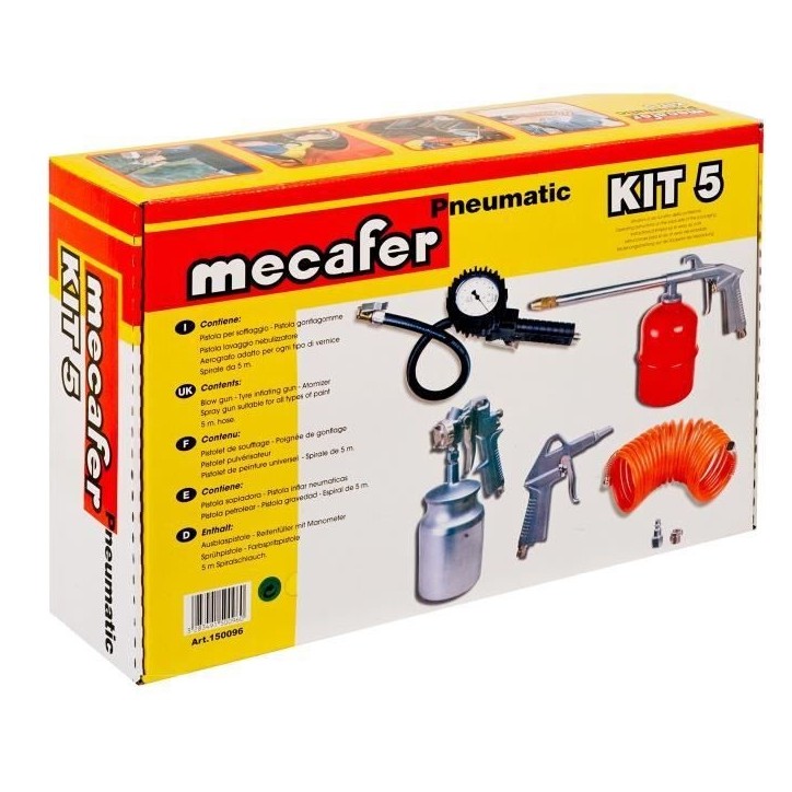Kit d'accessoires air comprimé - MECAFER - 9179151 - Pistolet peinture, Soufflette, Pulvérisateur tous liquides