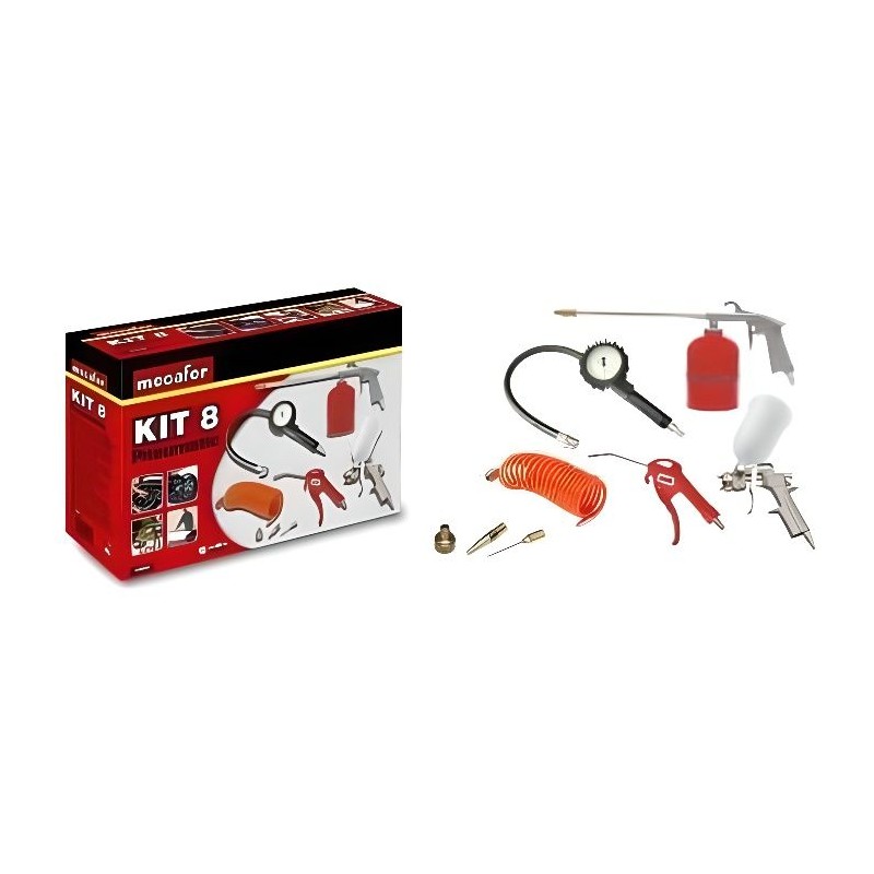 Kit d'accessoires air comprimé - MECAFER - 8 pieces - Gonflage et sou Kit d'accessoires air comprimé - MECAFER - 8 pieces - Gonflage et sou