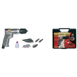 MECAFER Perceuse et serreuse pneumatique - mandrin 10mm + 10 forets HS