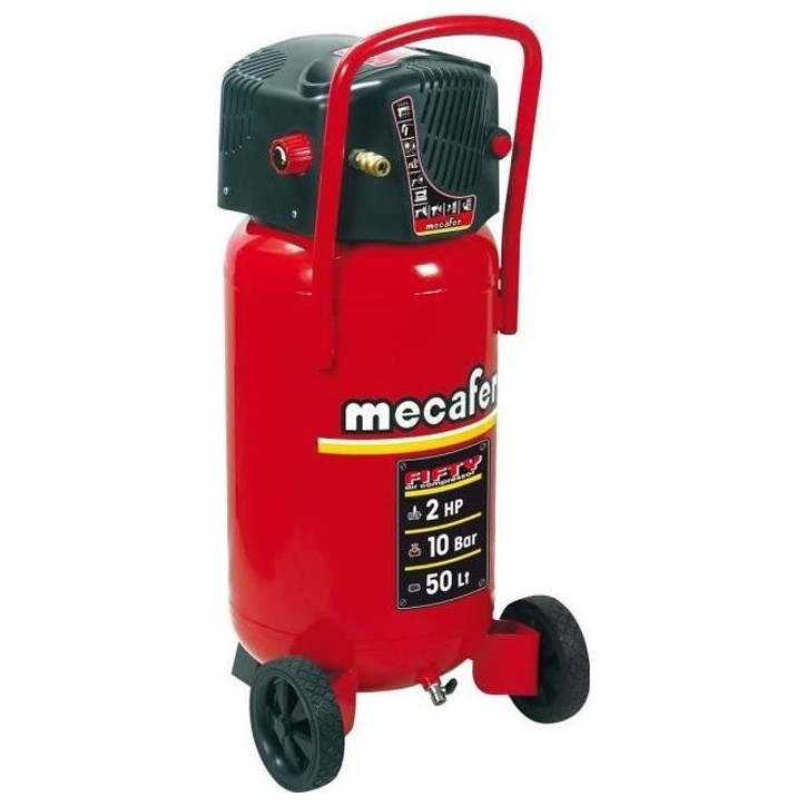 Compresseur d'air vertical MECAFER FIFTY - 50L - 1500W - 10 bars - 2 CV sans huile