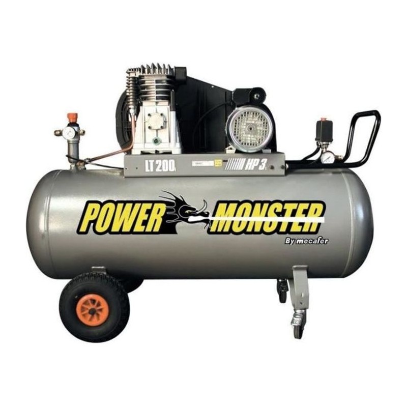 Compresseur - MECAFER - 200 L - 3HP - Bicylindre courroie - 10 bars -