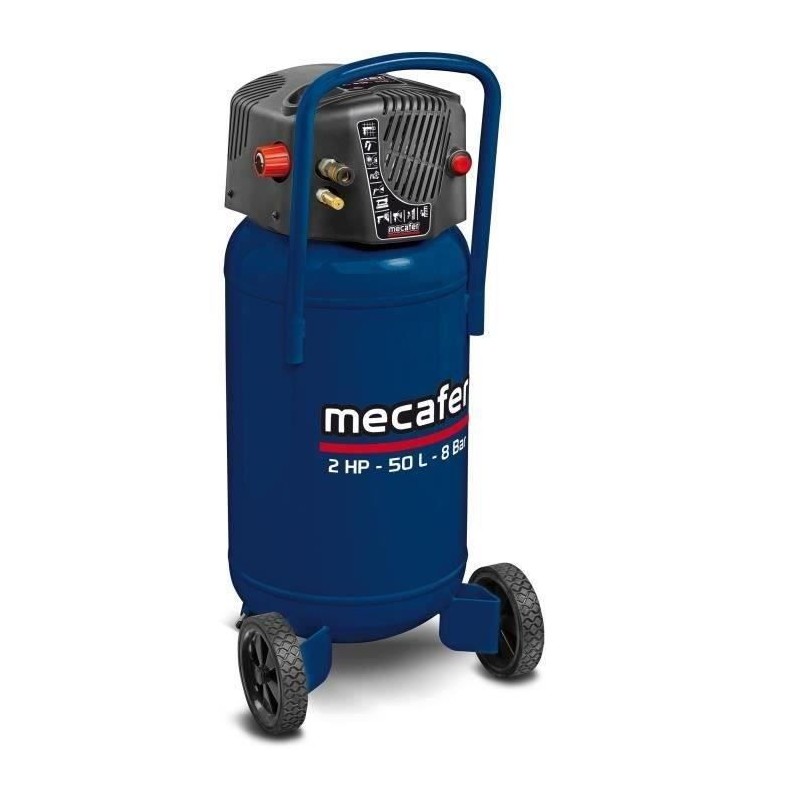 Compresseur vertical - MECAFER - 425790 - 50 L - Bleu coaxial - Sans h
