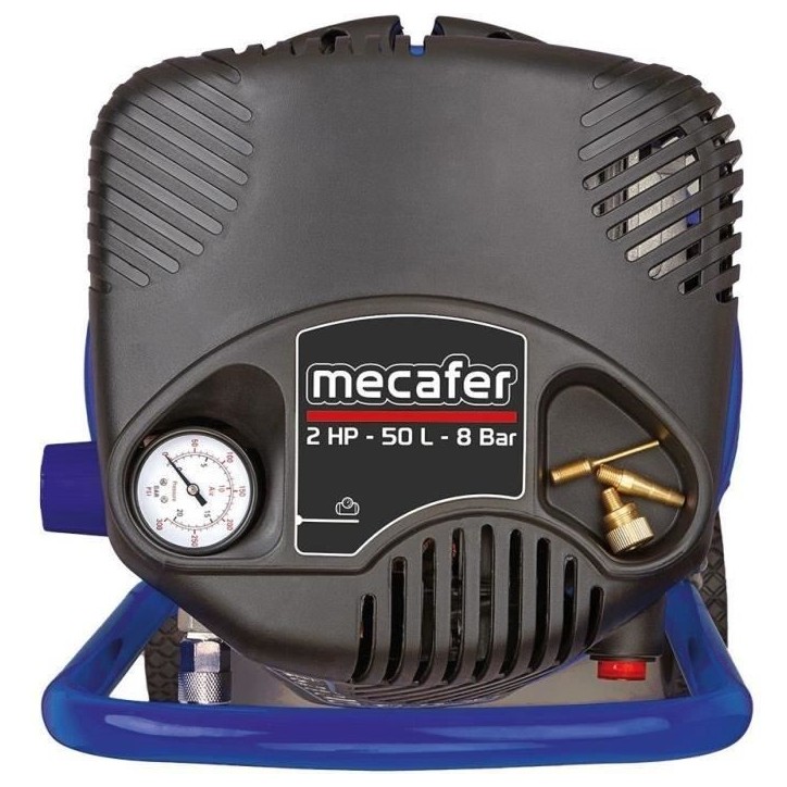Compresseur vertical - MECAFER - 425790 - 50 L - Bleu coaxial - Sans huile Compresseur vertical - MECAFER - 425790 - 50 L - Bleu coaxial - Sans huile