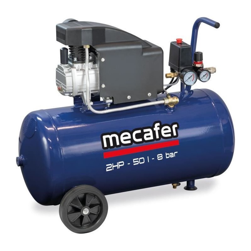Compresseur - MECAFER - 425794 - Bleu - 50 L - 2 HP - 8 Bar Compresseur - MECAFER - 425794 - Bleu - 50 L - 2 HP - 8 Bar