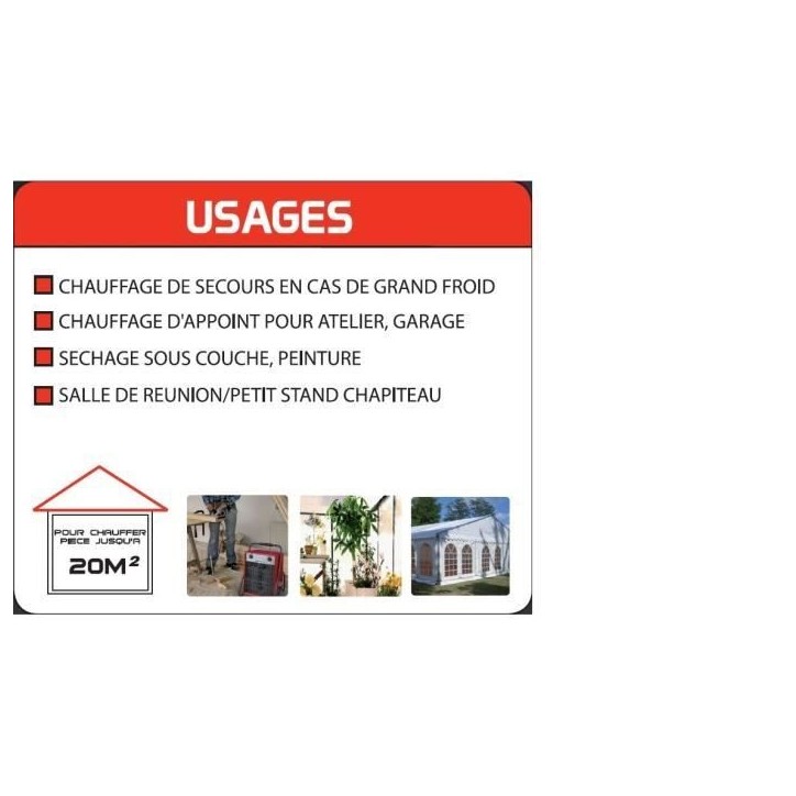 MECAFER Chauffage céramique soufflant MH2000 - 2000 W MECAFER Chauffage céramique soufflant MH2000 - 2000 W