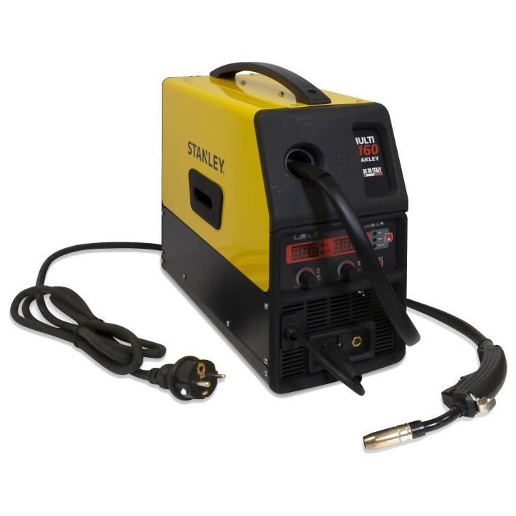 Poste a souder Inverter VIP 160A Multi Process 3 en 1 - STANLEY - MMA, MIG GAZ, MIG NO GAZ - 6mm - Jaune Poste a souder Inverter VIP 160A Multi Process 3 en 1 - STANLEY - MMA, MIG GAZ, MIG NO GAZ - 6mm - Jaune