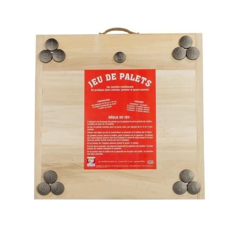 Jeu de Palet Complet MECABOIS - 12 palets en bois massif - Jeu familia Jeu de Palet Complet MECABOIS - 12 palets en bois massif - Jeu familia