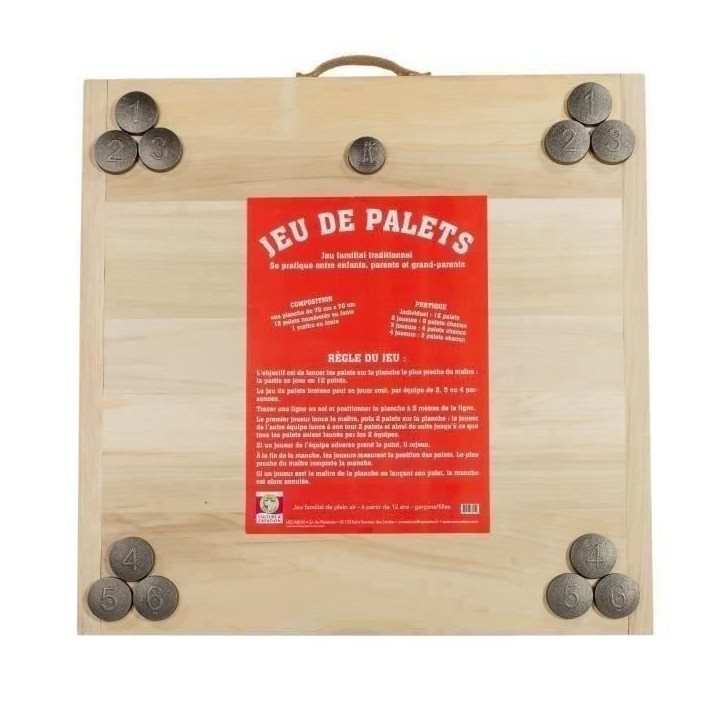 Jeu de Palet Complet MECABOIS - 12 palets en bois massif - Jeu familial traditionnel Jeu de Palet Complet MECABOIS - 12 palets en bois massif - Jeu familial traditionnel