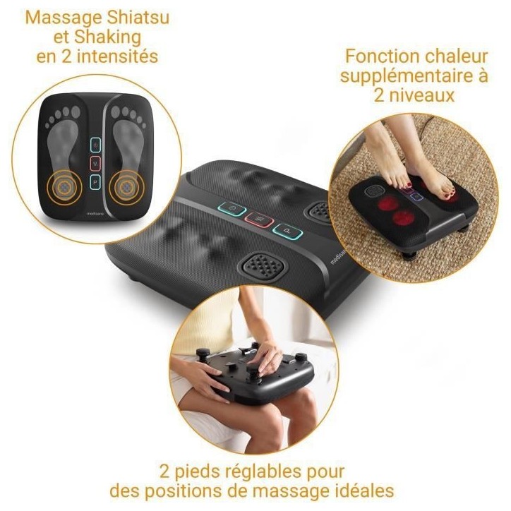 Masseur energisant 2 en 1 pieds et jambes - MEDISANA - LM 100 - Shiatsu + shaking stimulant - 2 intensités + chauffant - Noir Masseur energisant 2 en 1 pieds et jambes - MEDISANA - LM 100 - Shiatsu + shaking stimulant - 2 intensités + chauffant - Noir