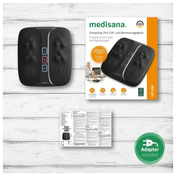 Masseur energisant 2 en 1 pieds et jambes - MEDISANA - LM 100 - Shiatsu + shaking stimulant - 2 intensités + chauffant - Noir Masseur energisant 2 en 1 pieds et jambes - MEDISANA - LM 100 - Shiatsu + shaking stimulant - 2 intensités + chauffant - Noir