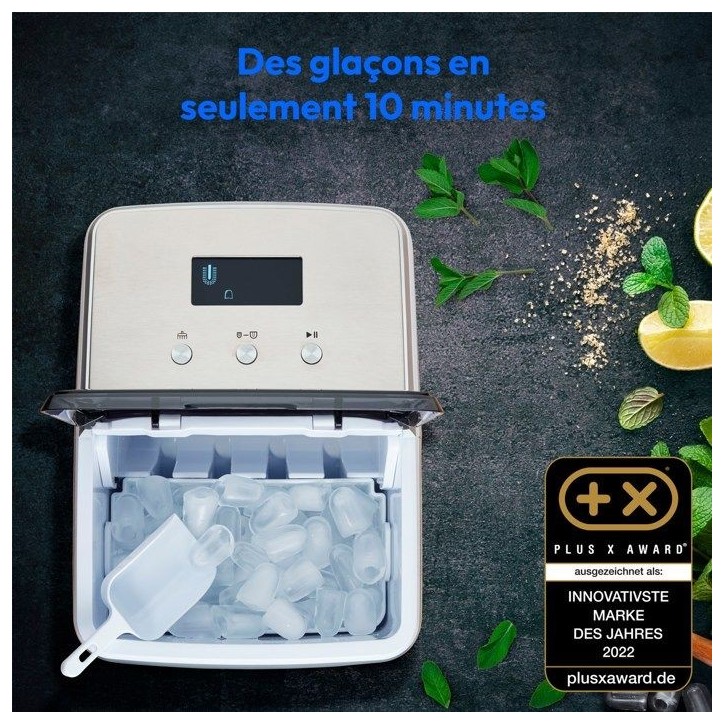 Machine a glaçons cristallins – MEDION MD11950 – Réservoir eau 2,6L – 15kg/24h – 2 tailles – 10 minutes – Inox Machine a glaçons cristallins – MEDION MD11950 – Réservoir eau 2,6L – 15kg/24h – 2 tailles – 10 minutes – Inox
