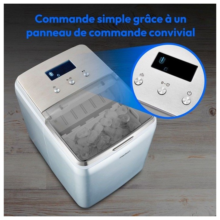 Machine a glaçons cristallins – MEDION MD11950 – Réservoir eau 2,6L – 15kg/24h – 2 tailles – 10 minutes – Inox Machine a glaçons cristallins – MEDION MD11950 – Réservoir eau 2,6L – 15kg/24h – 2 tailles – 10 minutes – Inox