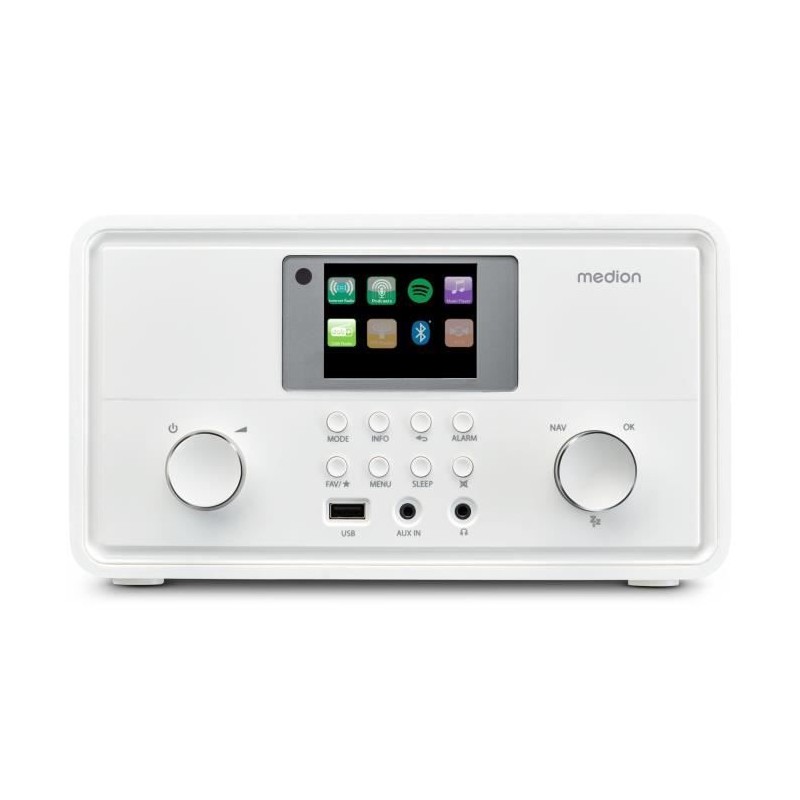 Radio Internet - MEDION - DAB - Bluetooth - 2x10W RMS - Blanc Radio Internet - MEDION - DAB - Bluetooth - 2x10W RMS - Blanc