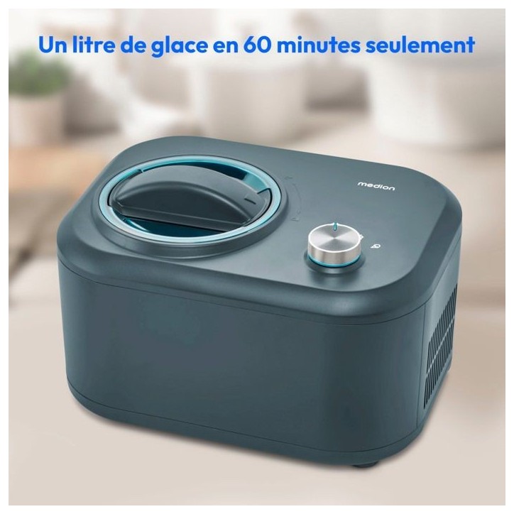 MEDION Machine a glace avec compresseur (convient pour la préparation de cremes glacées, yaourts glacés & sorbets, 1 litre, 1 MEDION Machine a glace avec compresseur (convient pour la préparation de cremes glacées, yaourts glacés & sorbets, 1 litre, 1