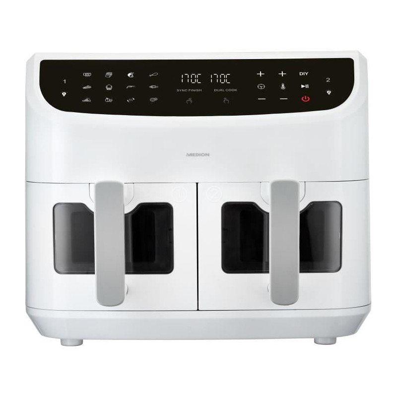 Friteuse a Air Chaud - MEDION - P20 XXL Twin - 2600 W - 2 paniers - 9 Friteuse a Air Chaud - MEDION - P20 XXL Twin - 2600 W - 2 paniers - 9
