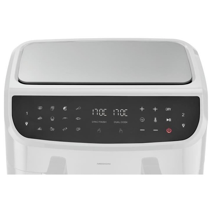 Friteuse a Air Chaud - MEDION - P20 XXL Twin - 2600 W - 2 paniers - 9 programmes - Blanc Friteuse a Air Chaud - MEDION - P20 XXL Twin - 2600 W - 2 paniers - 9 programmes - Blanc