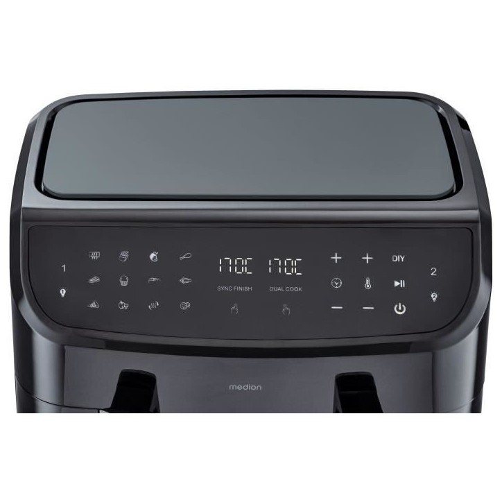 Friteuse a Air Chaud - MEDION - P20 XXL Twin - 2600 W - 2 paniers - 9 programmes - Noir Friteuse a Air Chaud - MEDION - P20 XXL Twin - 2600 W - 2 paniers - 9 programmes - Noir