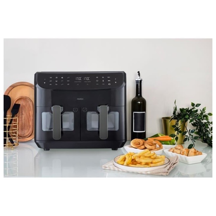 Friteuse a Air Chaud - MEDION - P20 XXL Twin - 2600 W - 2 paniers - 9 programmes - Noir Friteuse a Air Chaud - MEDION - P20 XXL Twin - 2600 W - 2 paniers - 9 programmes - Noir