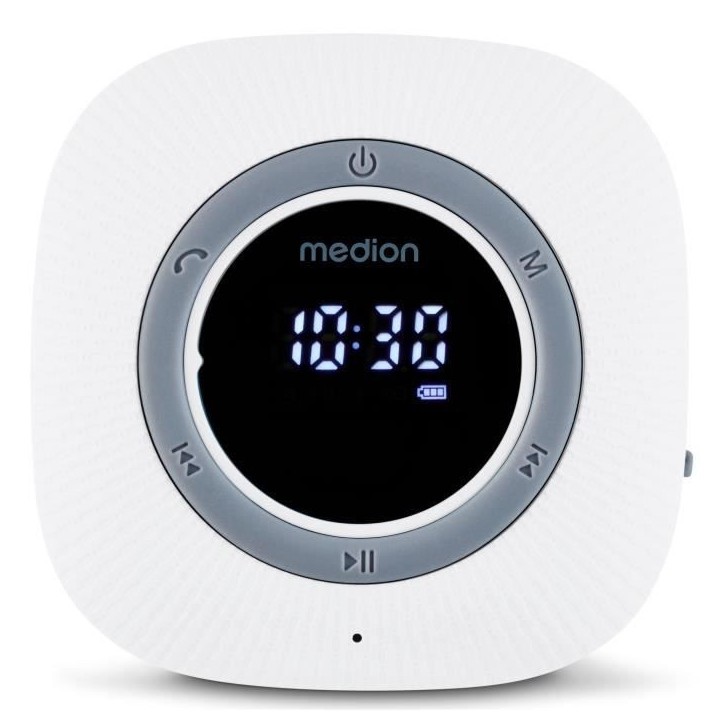Radio de Douche - MEDION - FM - Bluetooth - IPX6 - Ventouse de fixation - Blanc