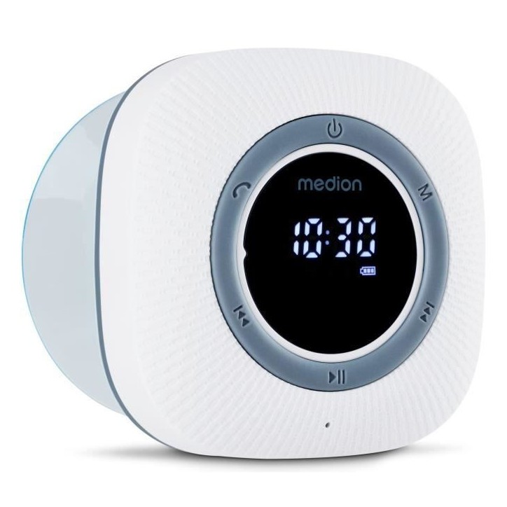 Radio de Douche - MEDION - FM - Bluetooth - IPX6 - Ventouse de fixation - Blanc
