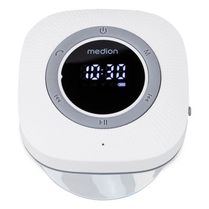Radio de Douche - MEDION - FM - Bluetooth - IPX6 - Ventouse de fixation - Blanc