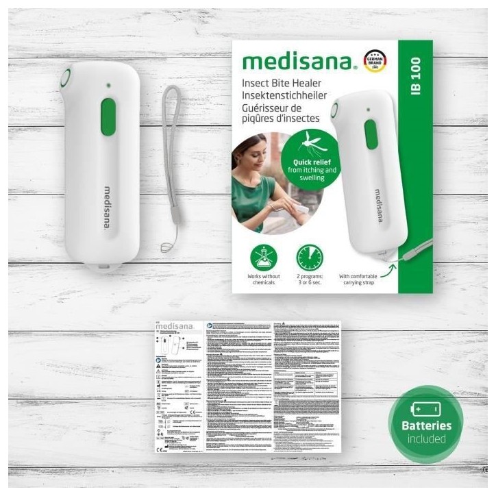 Appareil soulageant les piqûres d'insectes - Medisana IB 100 - sans produit chimique - peau sensible et normale - Garntie 3 ans Appareil soulageant les piqûres d'insectes - Medisana IB 100 - sans produit chimique - peau sensible et normale - Garntie 3 ans