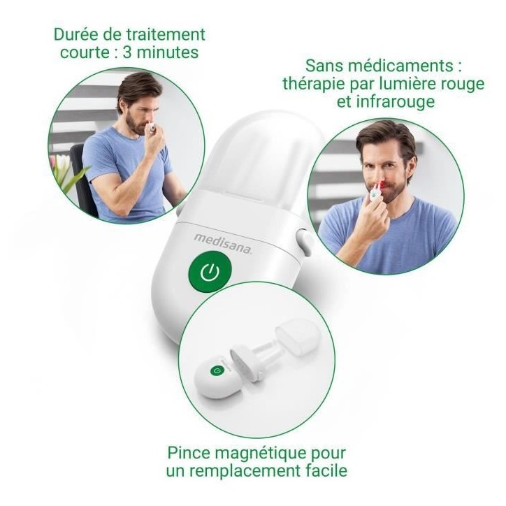 Appareil soulageant les rhinites allergiques / rhumes - MEDISANA - Medinose compact - Sans produit chimique - 3 minutes - Blanc Appareil soulageant les rhinites allergiques / rhumes - MEDISANA - Medinose compact - Sans produit chimique - 3 minutes - Blanc